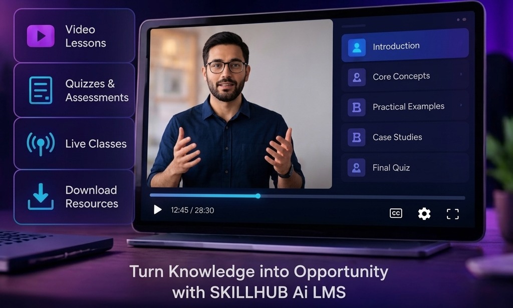 Instructor video lesson on a laptop