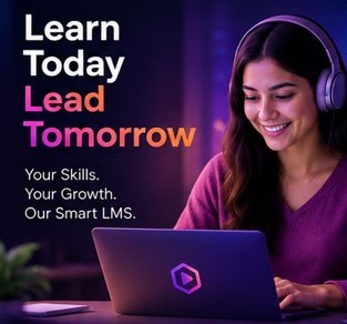 Learner with headphones studying on a laptop