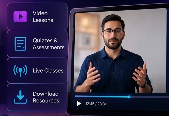 Instructor teaching in a video lesson